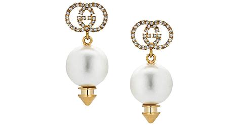 gucci pearl earrings gg|gucci interlocking g earrings.